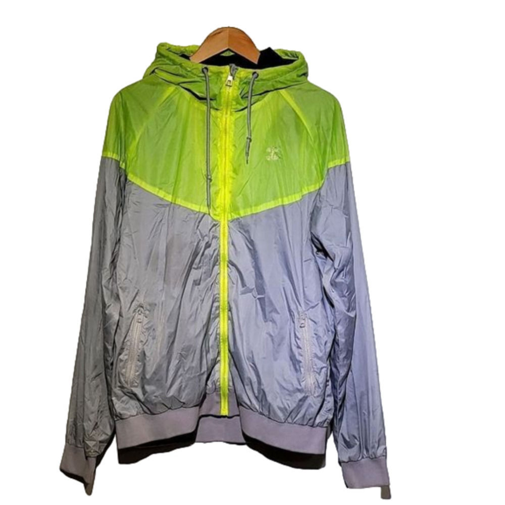 𝅺DOUBLE Needle Men's Streetwear Grey and Yellow Windbreaker Jacket